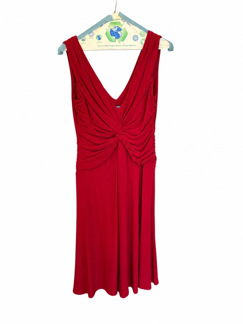 Anne Klein Red Knot-Front Sleeveless Dress